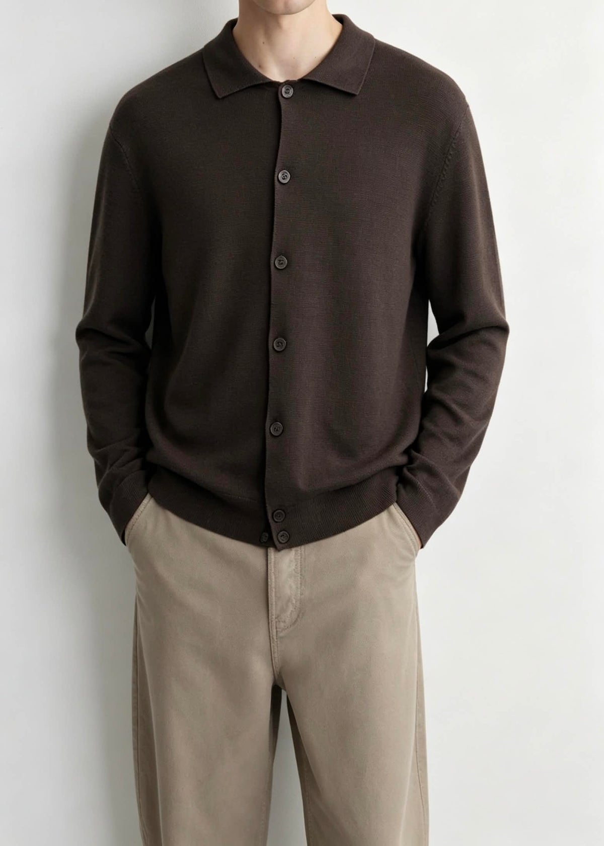 PRE-ORDER: Button-Up Polo Knit Cardigan