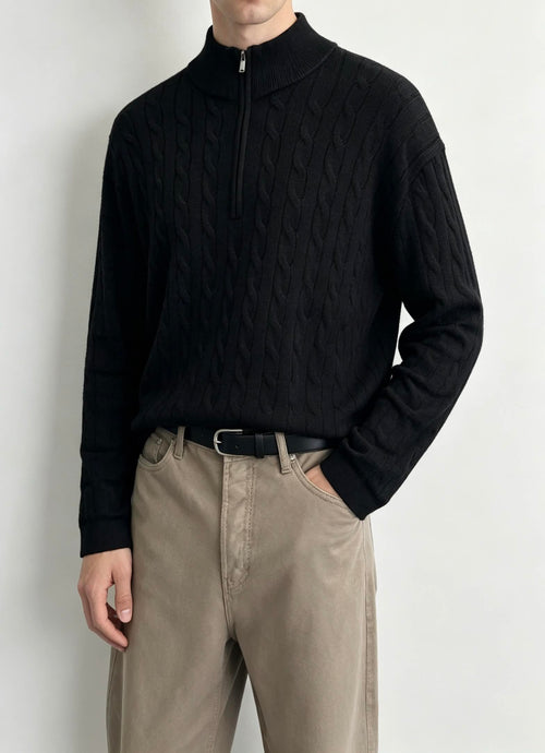 Cable Knit Quarter Zip Sweater