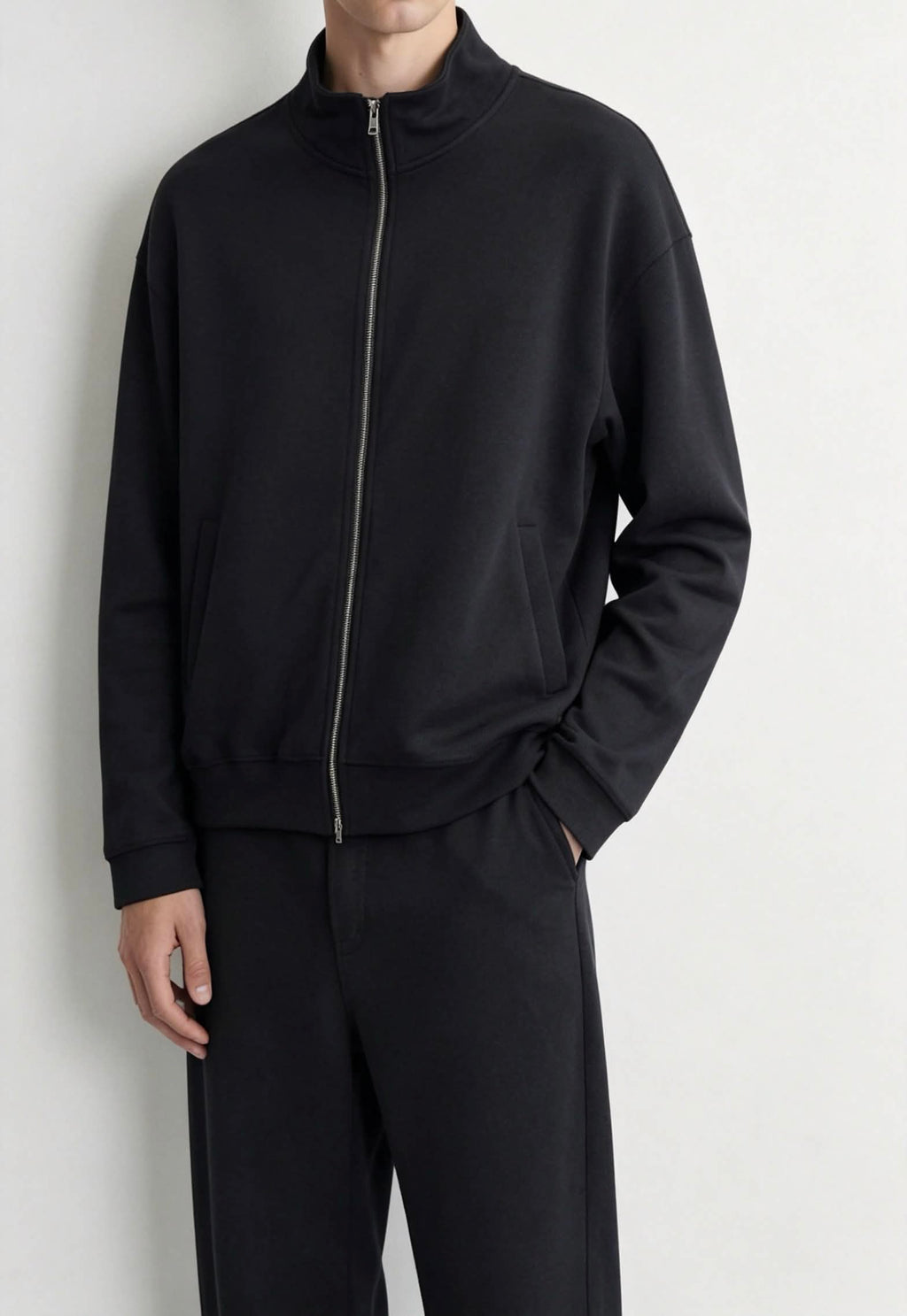 Essential Mock Neck Full Zip-up Sweater/Set