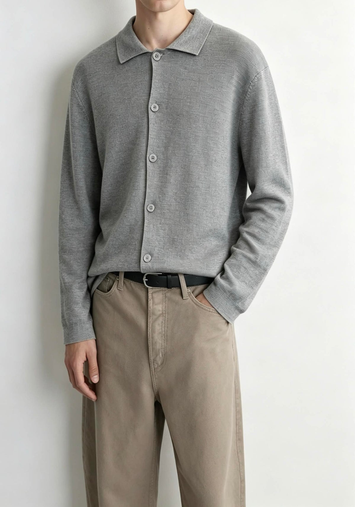 PRE-ORDER: Button-Up Polo Knit Cardigan