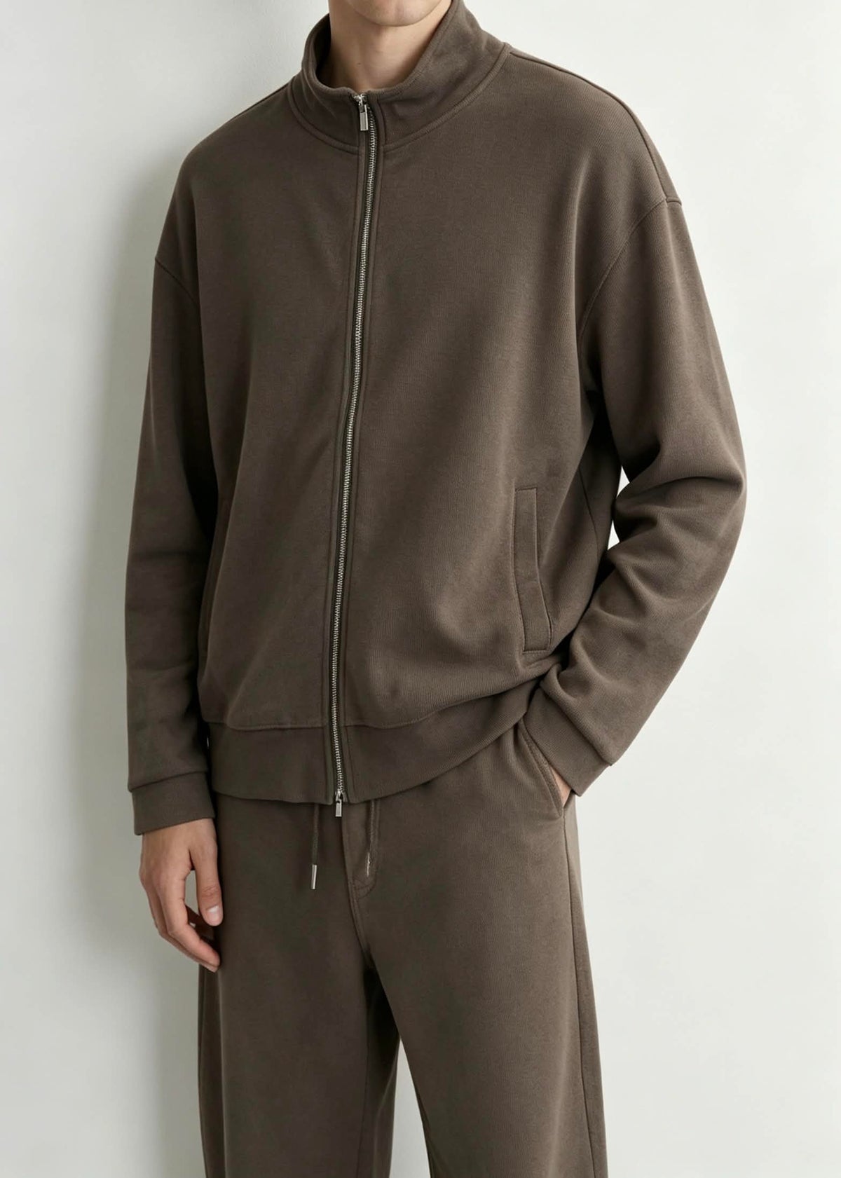 Essential Mock Neck Full Zip-up Sweater/Set