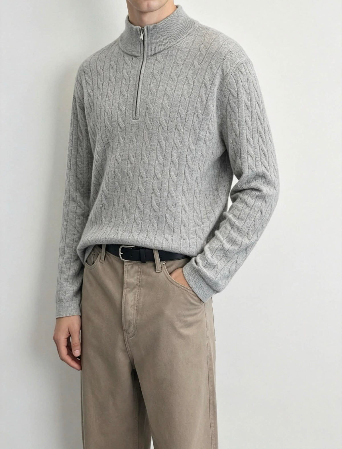 Cable Knit Quarter Zip Sweater
