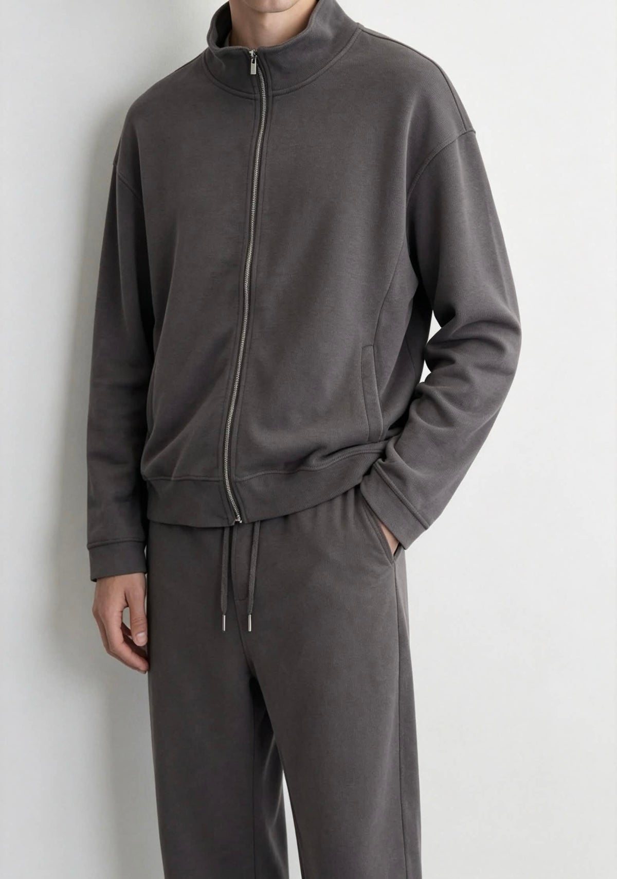 Essential Mock Neck Full Zip-up Sweater/Set