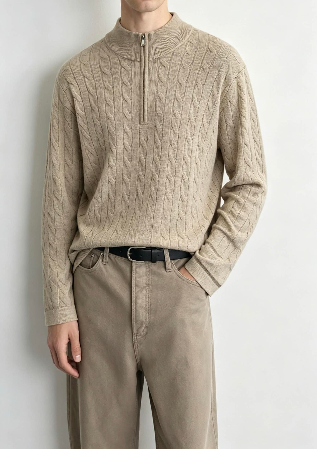 Cable Knit Quarter Zip Sweater